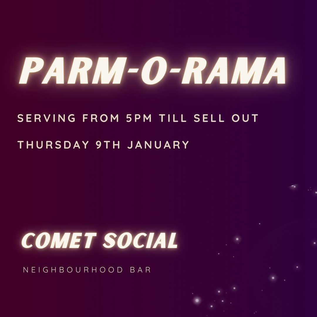 cometsoc's tweet image. Tomorrow night @parmorama are taking over the kitchen. They'll be serving their famous parmos alongside burgers and loaded fries from 5pm till sell out.

Order at the bar then enjoy a drink while we bring your food to you. Take away also available on the night.