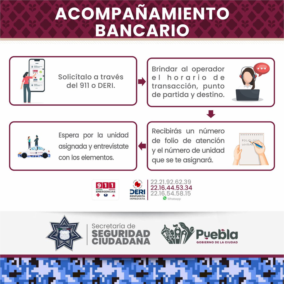 SSC Puebla (@ssc_pue) on Twitter photo #ATENCIÓN
La <a href="/SSC_Pue/">SSC Puebla</a> continúa brindando de manera gratuita el servicio de Acompañamiento Bancario🚔👮🏻
No se exponga y cuide su patrimonio. #ATENCIÓN
La <a href="/SSC_Pue/">SSC Puebla</a> continúa brindando de manera gratuita el servicio de Acompañamiento Bancario🚔👮🏻
No se exponga y cuide su patrimonio.