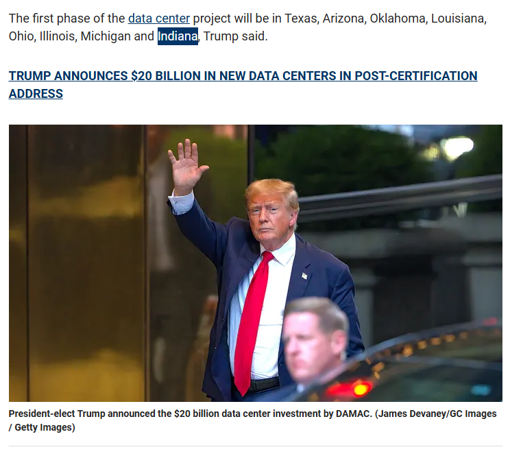 Hmm, I wonder if Trump just tipped us off to who the mystery data center offtaker will be for this Indiana coal plant...