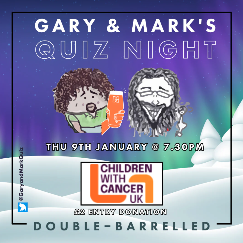 Gary & Marks Quiz (@garyandmarkquiz) on Twitter photo Tomorrow is our first quiz of 2025 it's all in aid of <a href="/CwC_UK/">Children with Cancer UK</a> come on down. Tomorrow is our first quiz of 2025 it's all in aid of <a href="/CwC_UK/">Children with Cancer UK</a> come on down.