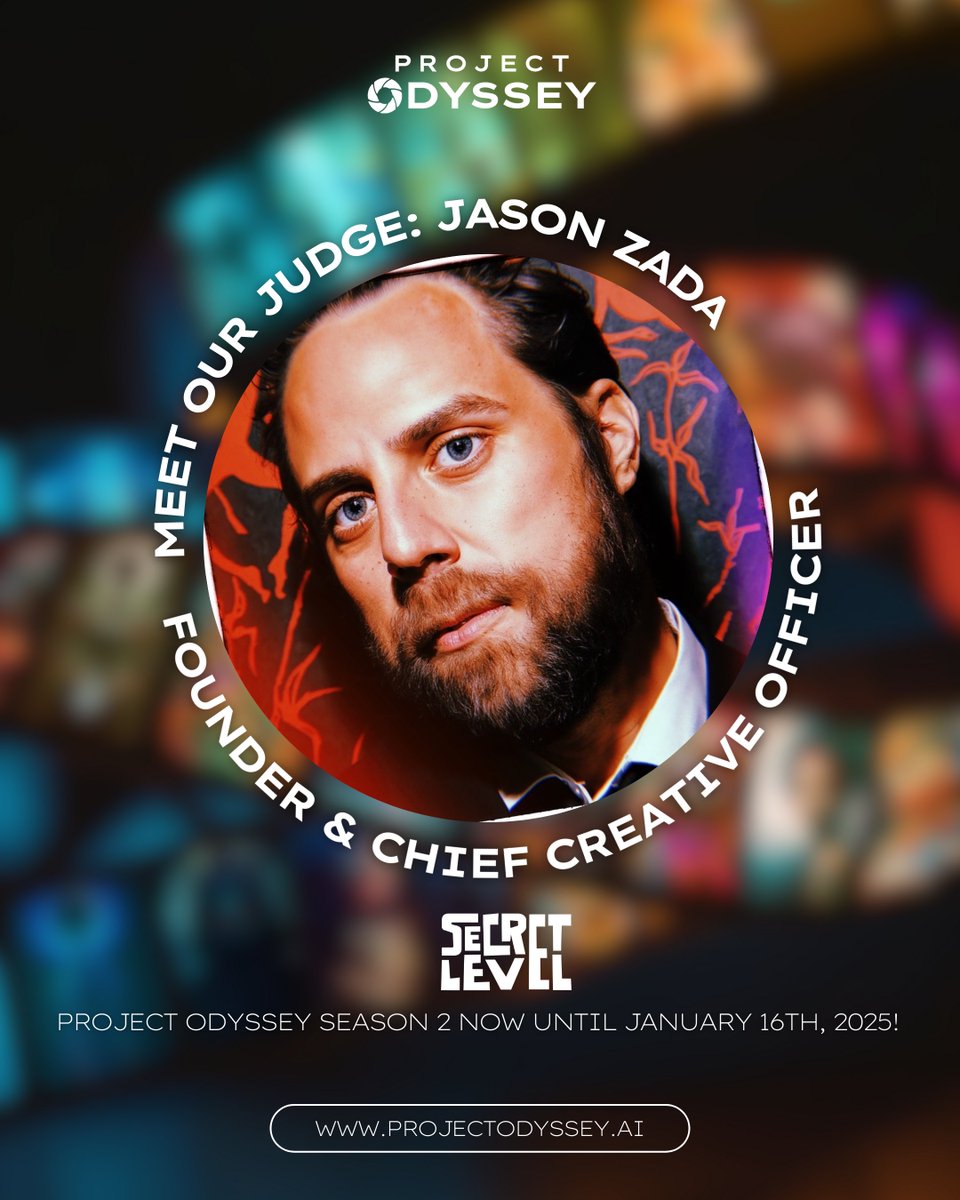 ProjectOdyssey.ai (@project0dyssey) on Twitter photo 🎥✨ Meet Our Judge: <a href="/jasonzada/">Jason Zada</a> from <a href="/secret__level/">Secret Level</a>  – Redefining Storytelling with AI & Immersive Media! 🤖🎬
Introducing Jason Zada, a pioneering filmmaker and the founder and Chief Creative Officer of Secret Level, a next-generation entertainment studio established in 2023. 🎥✨ Meet Our Judge: <a href="/jasonzada/">Jason Zada</a> from <a href="/secret__level/">Secret Level</a>  – Redefining Storytelling with AI & Immersive Media! 🤖🎬
Introducing Jason Zada, a pioneering filmmaker and the founder and Chief Creative Officer of Secret Level, a next-generation entertainment studio established in 2023.
