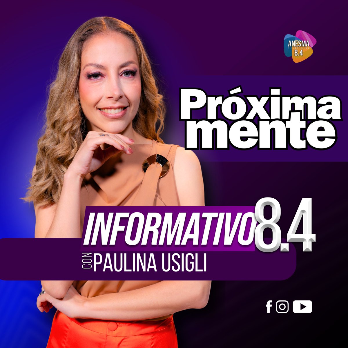 Muy pronto, una nueva era de
información comienza en ANESMA TV 🌟
Paulina Usigli llega con Informativo 8.4, el
espacio donde las noticias cobran vida con frescura y
dinamismo. 📺
🗞️ No te lo pierdas solo por el canal 8.4 de TV abierta.

#Informativo84 #ANESMATV #Noticias