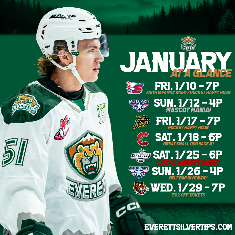 WHLsilvertips's tweet photo. 15 home games left, seven of them in January!

CONTEST TIME! REPOST for a chance at a mystery signed puck and two flex vouchers!