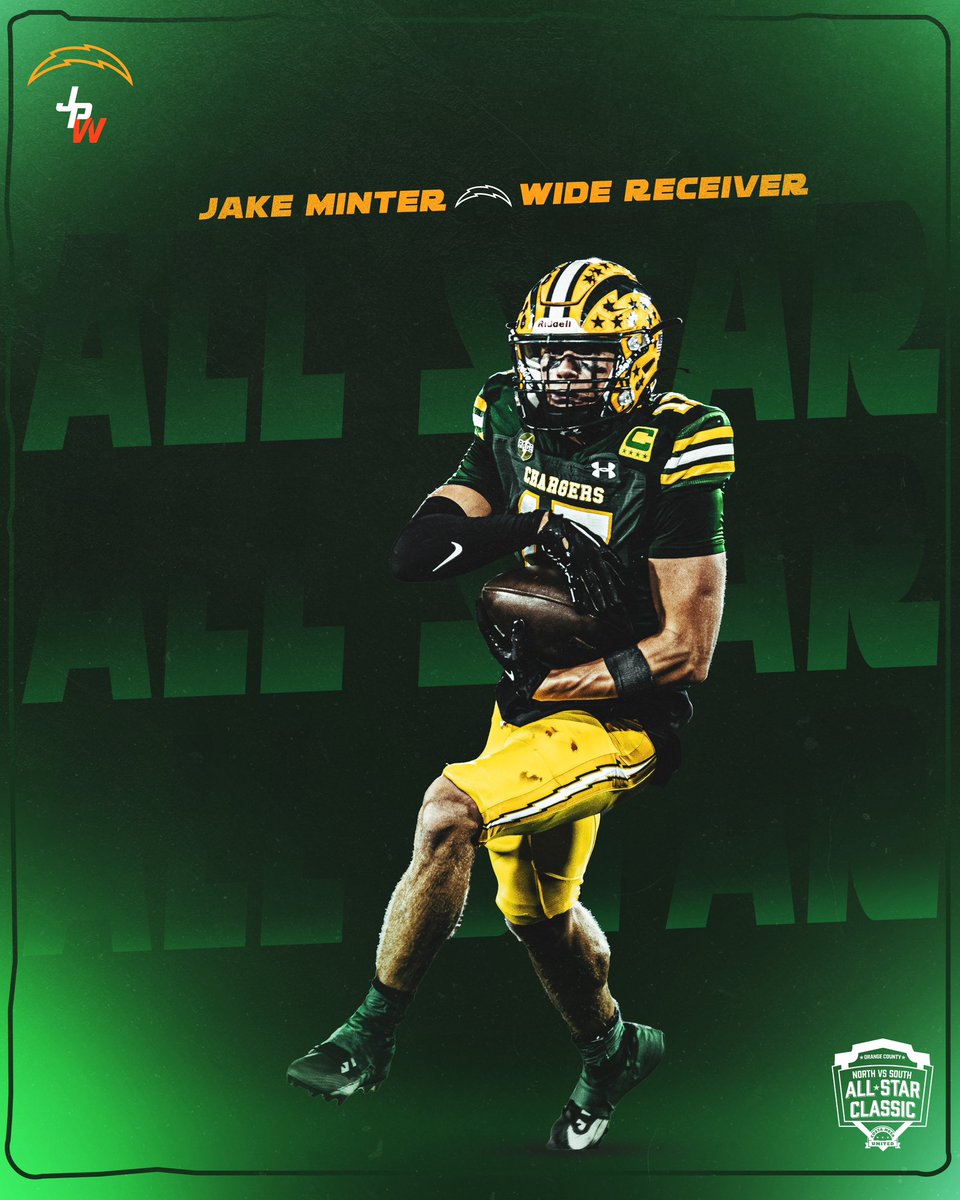 Edison Football ⚡️ (@edisonchargerfb) on Twitter photo From making the state championship game winning catch to an All Star Wide Receiver
<a href="/Jakeminter17/">Jake Minter</a> will play for the South on February 1st at Orange Coast College From making the state championship game winning catch to an All Star Wide Receiver
<a href="/Jakeminter17/">Jake Minter</a> will play for the South on February 1st at Orange Coast College