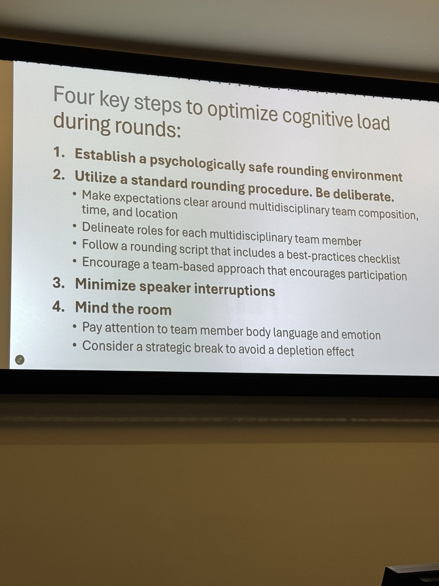 Vineet Chopra (@vineet_chopra) on Twitter photo Terrific <a href="/CUDeptMedicine/">CU Department of Medicine</a> #MedicineGrandRounds by Dr Natalie Held on Cognitive Load during Rounds.
Here are best practices from her talk! Terrific <a href="/CUDeptMedicine/">CU Department of Medicine</a> #MedicineGrandRounds by Dr Natalie Held on Cognitive Load during Rounds.
Here are best practices from her talk!