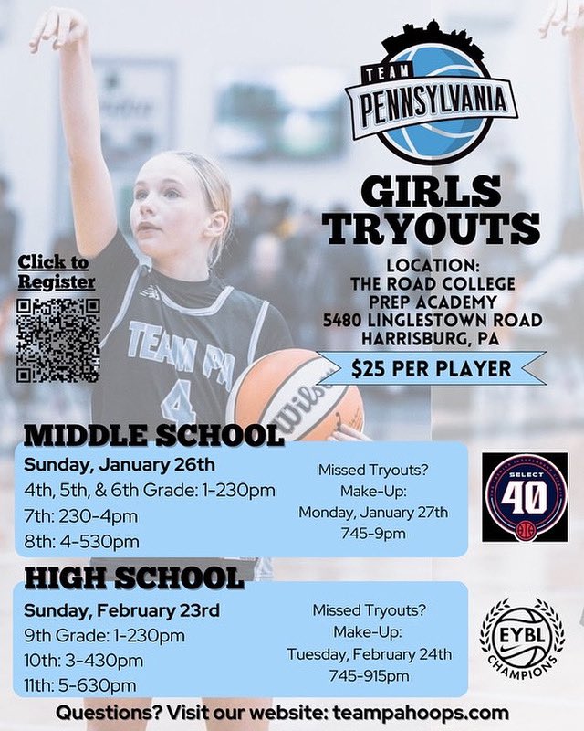 Girls Harrisburg Register Here:  teampahoops.leagueapps.com/events/4468409…
