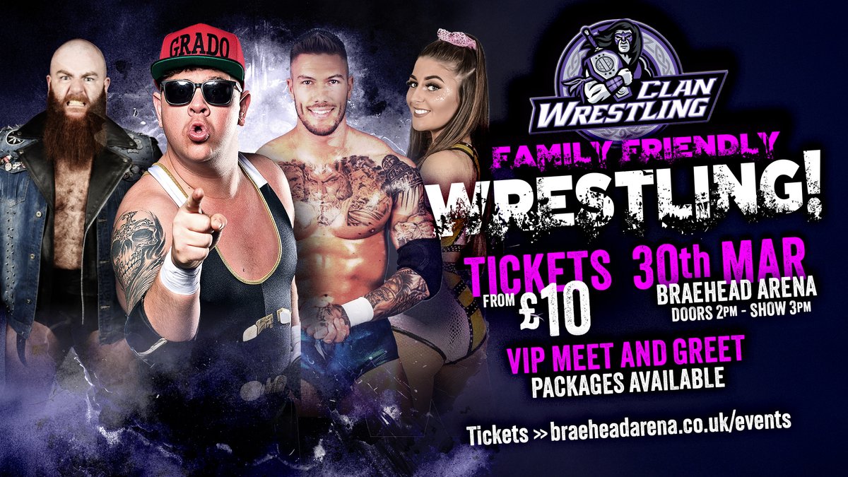 📆 𝗗𝗔𝗧𝗘𝗦 𝗙𝗢𝗥 𝗬𝗢𝗨𝗥 𝗗𝗜𝗔𝗥𝗬 𝗜𝗡 𝟮𝟬𝟮𝟱 Check out 👀 the big  events coming to Braehead Arena 𝙏𝙃𝙄𝙎 𝙔𝙀𝘼𝙍 𝗦𝘂𝗻𝗱𝗮𝘆 𝟯𝟬𝘁𝗵  𝗠𝗮𝗿𝗰𝗵 🤼 Clan Wrestling featuring Grado 🆚 Big Damo for the, image size:1200x675