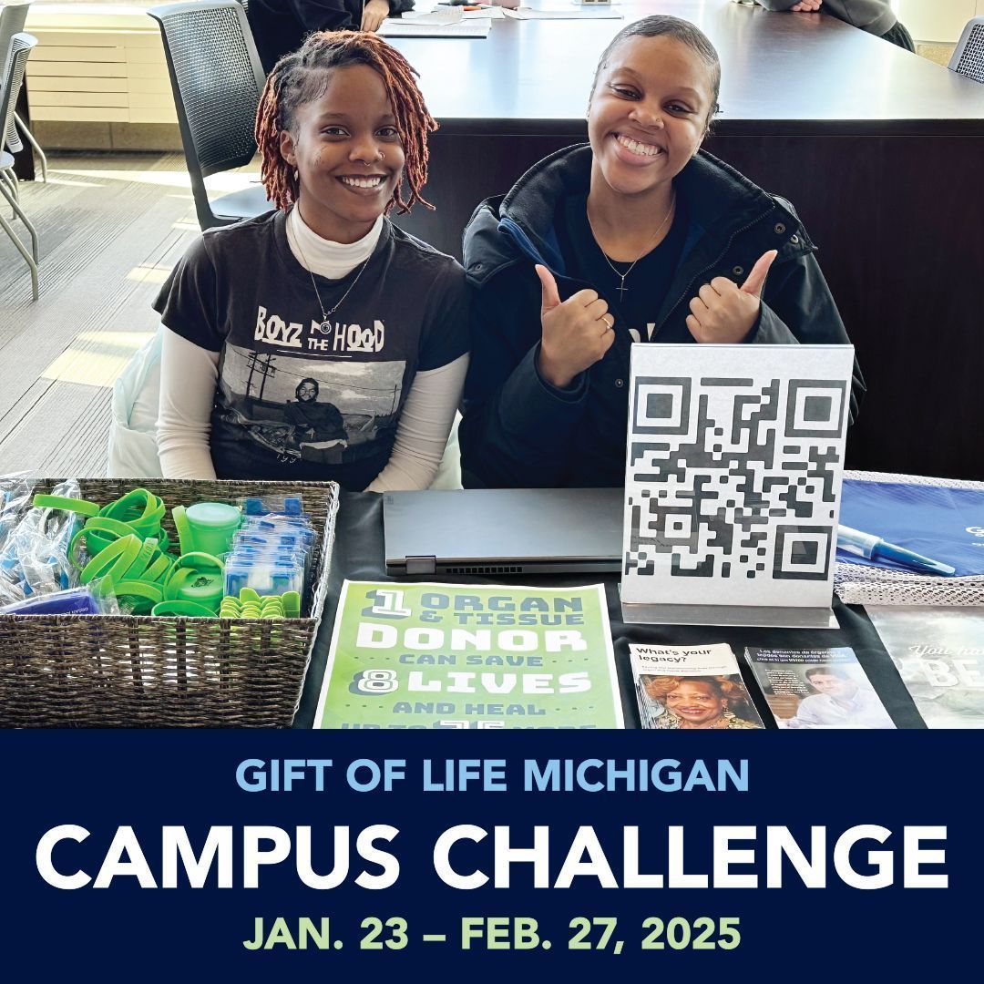 There's still time to rally together for the Gift of Life Michigan Campus Challenge, where school rivalries are transformed into a powerful force for good!

Visit golm.org/campuschallenge and register your school to participate in the 2025 Campus Challenge!

#DonateLife