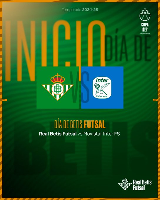 GolazoMalaga's tweet photo. ⏱ ¡¡COMIENZA EL PARTIDO!!
👉#RealBetisFutsal 0-0 #InterMovistar
#RealBetisInter #CopadelReyFS https://t.co/kOqbOMM1ho
