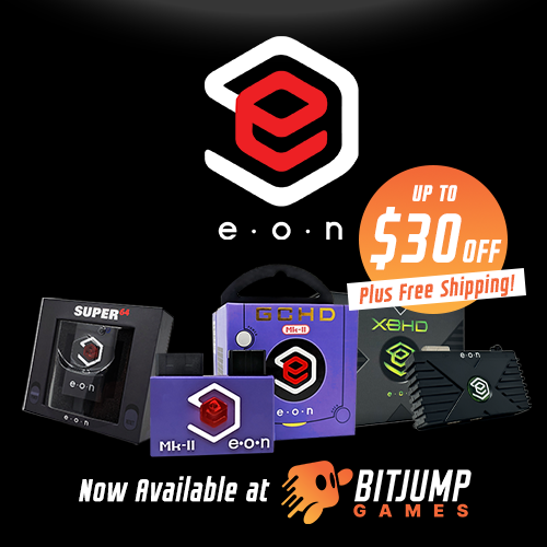 Welcome to the EON family <a href="/bitjumpgames/">Bitjump Games</a>!

We are officially stocked on the shelves over at Bitjump Games with Super 64s, GCHD Mk-IIs, and XBHDs!

They're also running a promo with $30 off + free shipping!

Make your consoles eons better!

Start here: bitjumpgaming.com/collections/eo…