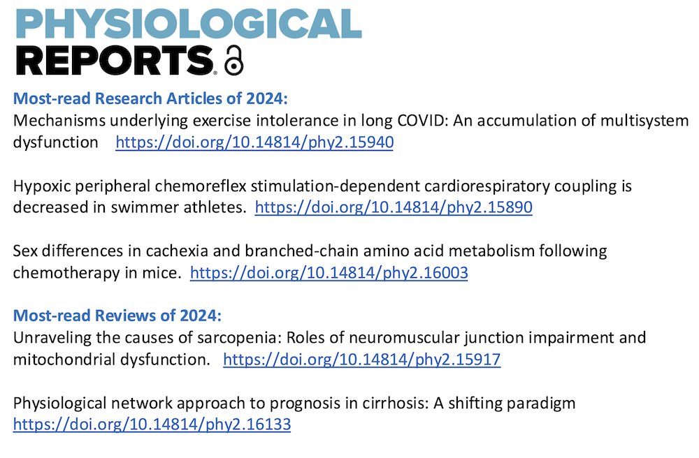 Phys Reports (@physrep) on Twitter photo <a href="/PhysRep/">Phys Reports</a>: Congratulations to all the Authors of our most-read papers of 2024!
<a href="/ThePhySoc/">The Physiological Society</a> <a href="/APSPhysiology/">American Physiological Society</a> <a href="/WileyBiomedical/">Wiley Biomedical Science</a>
#Physiology <a href="/PhysRep/">Phys Reports</a>: Congratulations to all the Authors of our most-read papers of 2024!
<a href="/ThePhySoc/">The Physiological Society</a> <a href="/APSPhysiology/">American Physiological Society</a> <a href="/WileyBiomedical/">Wiley Biomedical Science</a>
#Physiology
