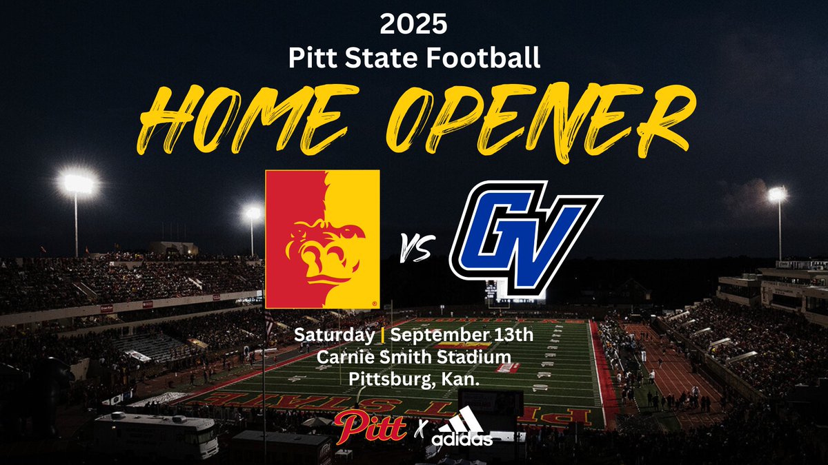 🚨FOOTBALL NEWS🚨

The Gorillas will host Grand Valley State in the team's home opener on September 13th 🦍🏈

BIG early-season matchup in The Jungle.

STORY: pittstategorillas.com/news/2025/1/8/…