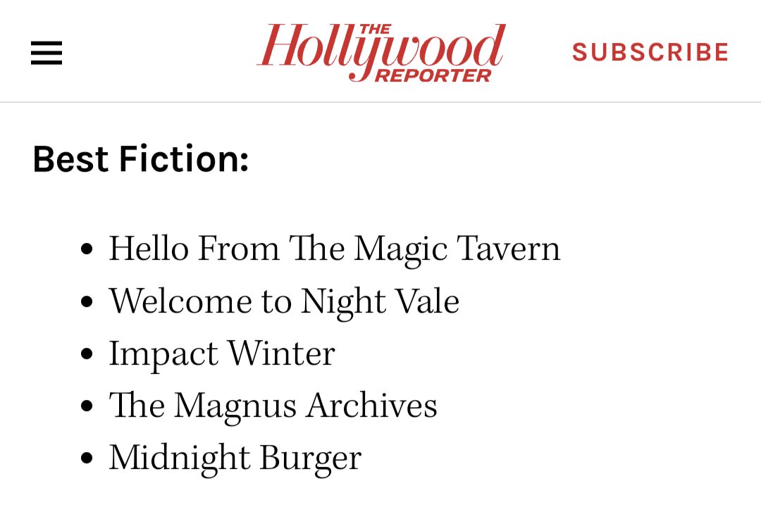 We're excited to announce that Hello from the Magic Tavern has been nominated for Best Fiction podcast in the 2025 iHeartPodcast Awards.