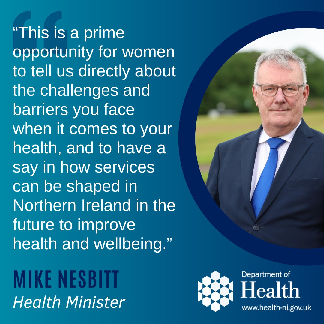 The Health Minister is encouraging women to fill out the Women’s Health Survey for Northern Ireland.

The survey is the first phase of a public listening exercise with women in Northern Ireland.

➡️More info: health-ni.gov.uk/news/women-enc…