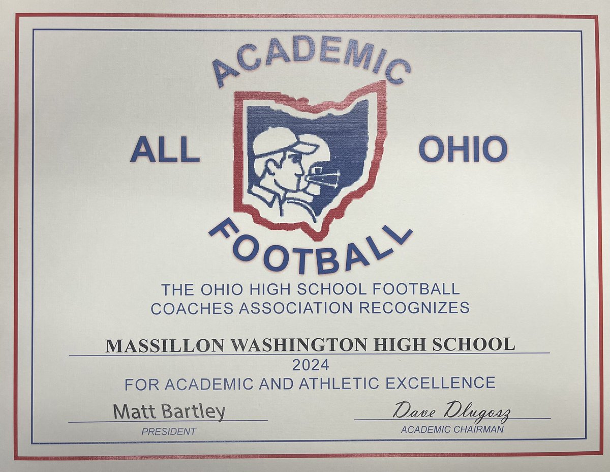 Congrats to the 2024 Massillon Tigers on being awarded Academic All-Ohio honors #TIG