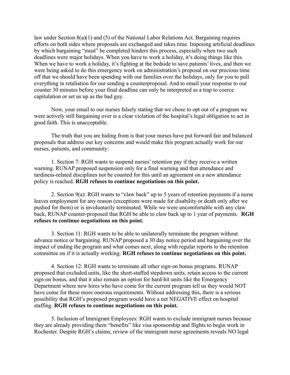 RUNAPunion's tweet photo. As RGH closes beds and puts Emergency Department patients in the atrium, administration has cancelled a retention program after nurses tried to negotiate some of the harsher terms. Why won’t CEO Chip Davis put patients first? Rochester deserves better! Our president’s letter: https://t.co/b2Kf0bJUkk