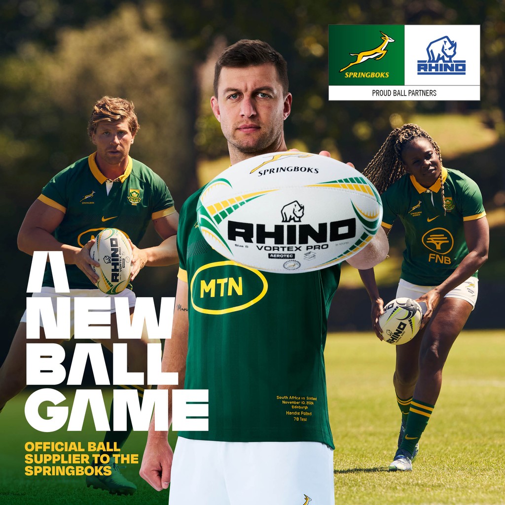 🇿🇦🦏🏉 Celebrate the dominance of South Africa rugby with our official Springboks rugby balls. As the reigning world champions and No.1 team, the Springboks have claimed back-to-back Rugby World Cups in 2019 and 2023.

Explore the product range via rhino.direct/collections/so…