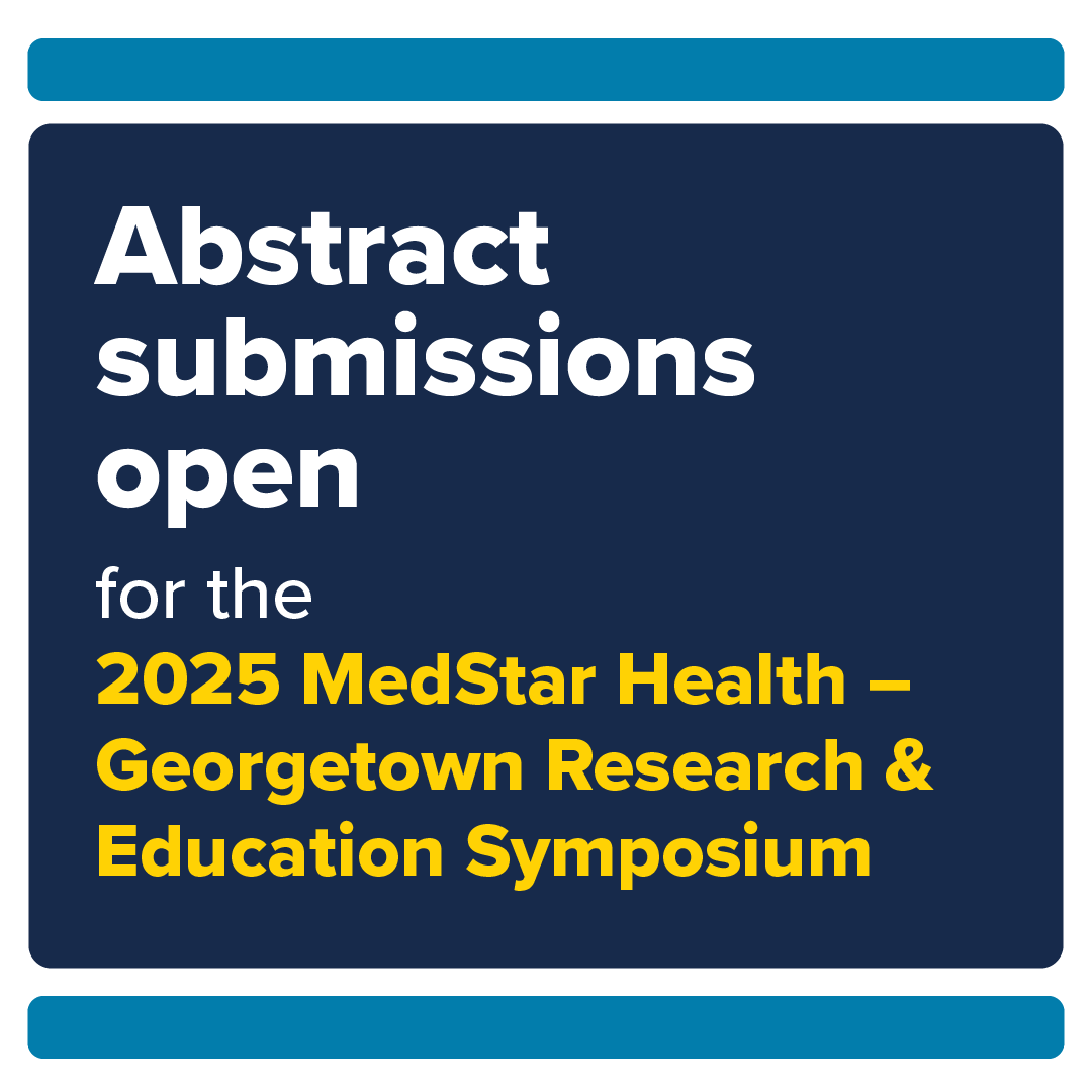 The abstract portal is now open!

Submit your abstract for 2025 MedStar Health—Georgetown University Research &amp; Education Symposium to be held May 19.

All submissions are due by February 24, 2025. 

More info and submit here --&gt; medstargme.news/abstract

#medstargtsymposium25