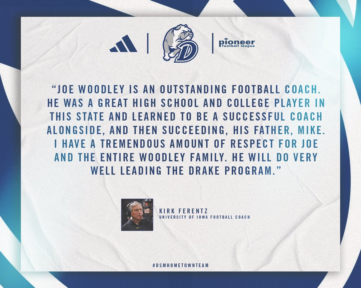 Drake Football (@drakebulldogsfb) on Twitter photo ๐ ๐ช๐ฒ๐น๐ฐ๐ผ๐บ๐ฒ ๐๐ผ๐ฎ๐ฐ๐ต ๐ช๐ผ๐ผ๐ฑ๐น๐ฒ๐ ๐
Here's what our friends in Ames and Iowa City think about our guy <a href="/CoachJoeWoodley/">Coach Joe Woodley</a>.
Secure your spot to watch the new look Bulldogs with 2025 season tickets for just $๐ฑ๐ฌ โก๏ธ shorturl.at/qbPxx
#DSMHometownTeam ๐ ๐ช๐ฒ๐น๐ฐ๐ผ๐บ๐ฒ ๐๐ผ๐ฎ๐ฐ๐ต ๐ช๐ผ๐ผ๐ฑ๐น๐ฒ๐ ๐
Here's what our friends in Ames and Iowa City think about our guy <a href="/CoachJoeWoodley/">Coach Joe Woodley</a>.
Secure your spot to watch the new look Bulldogs with 2025 season tickets for just $๐ฑ๐ฌ โก๏ธ shorturl.at/qbPxx
#DSMHometownTeam