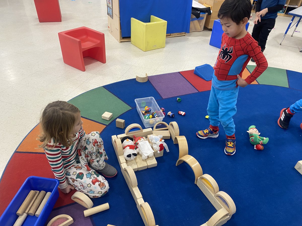 Happy new year from preschool! We were excited to get back into the classroom this week and start our snow and ice study. Pretend play this week includes going to the ice skating rink, making hot chocolate, and wearing winter gear.