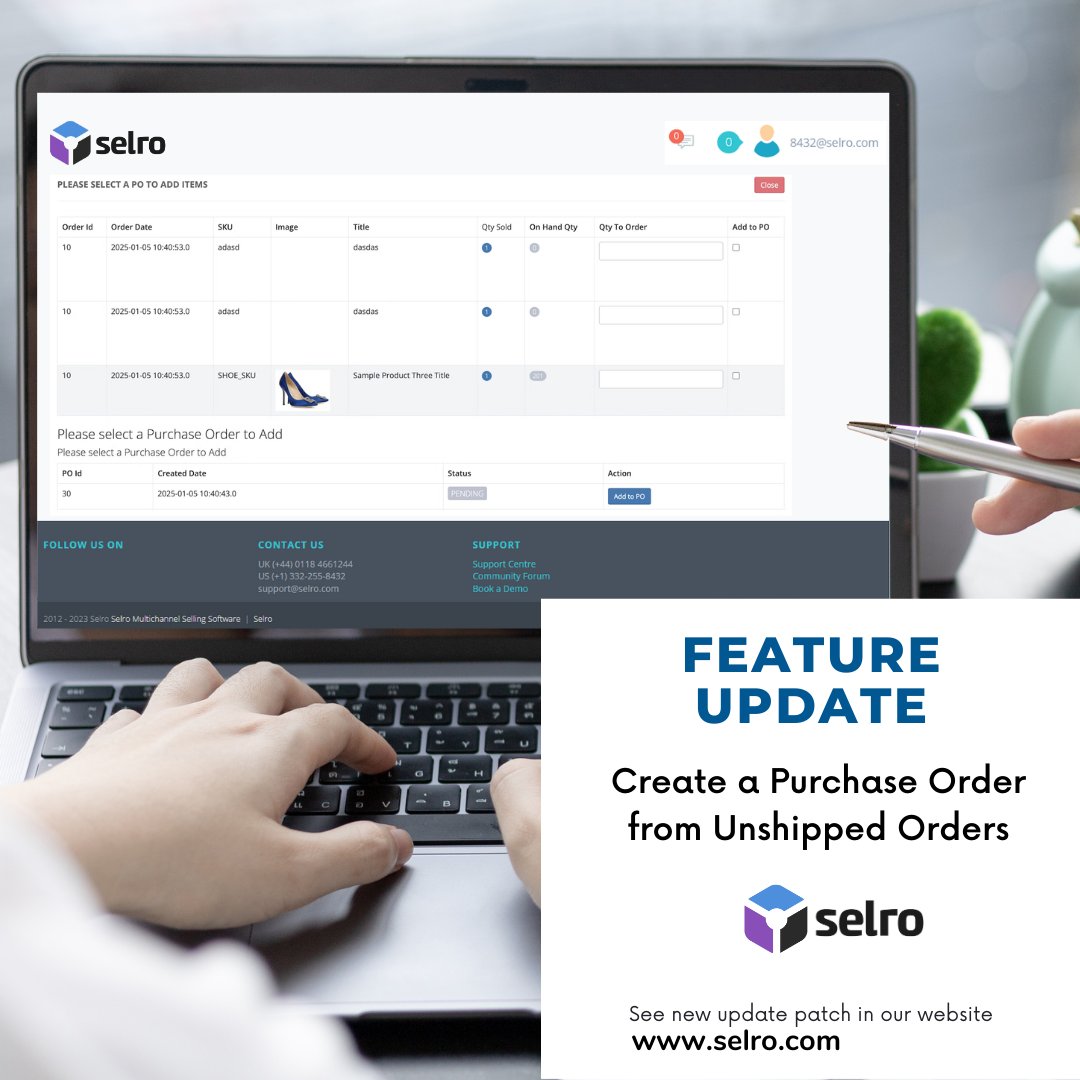 #Selro System Update: Create a Purchase Order from Unshipped Orders

Find out more here: help.selro.com/en/articles/10…