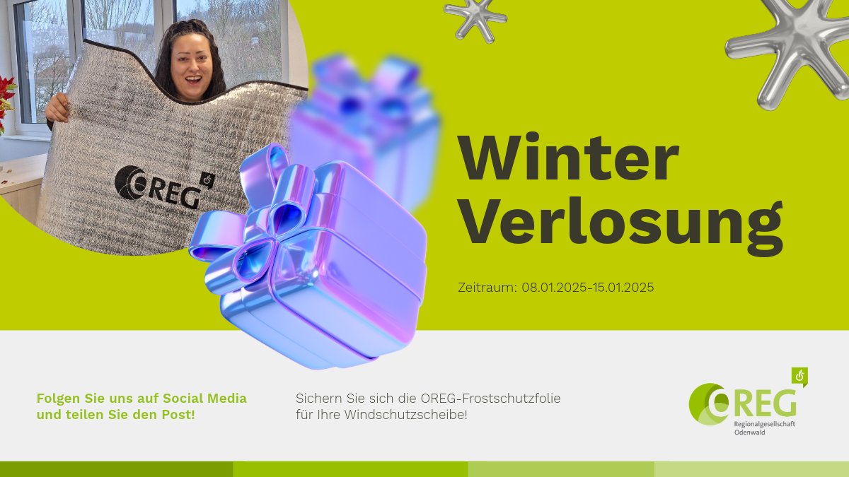 OREG_Tweets's tweet photo. 🎁Gewinnen Sie die OREG Frostschutzfolie für Ihr Auto! 🚗❄️Winter: Schützt vor Frost | Sommer: Kühl &amp; UV-Schutz. Teilnahmeschluss: 15.01.2025, 10 Uhr. 1️⃣ Folgen Sie uns auf X. 2️⃣ Liken Sie diesen Beitrag. 3️⃣ Kommentieren Sie, warum Sie gewinnen möchten. https://t.co/tWhbbyE17i https://t.co/ifBzn9Ya9H