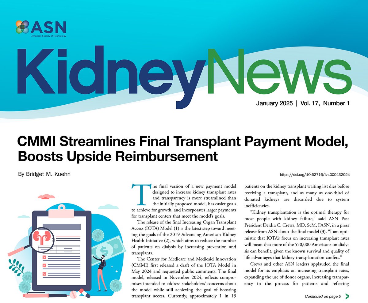 The January issue of Kidney News is now available online! 

In this issue, the Kidney News Editorial Board predicts top areas shaping nephrology care in 2025. Plus, explore key perspectives on pregnancy and fellowship, sustainability in kidney care, and more.

Find the issue