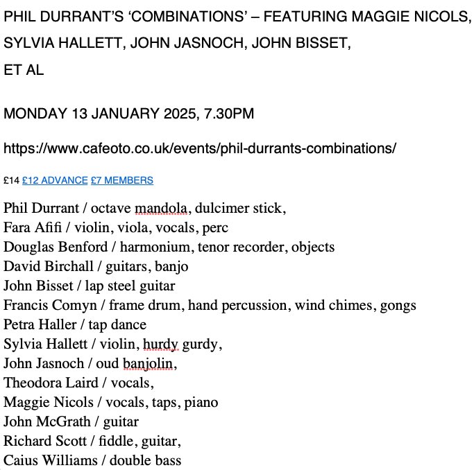 Phil Durrant (@durrantphil) on Twitter photo Looking forward to  cafeoto.co.uk/events/phil-du…  at <a href="/Cafeoto/">Cafe OTO</a> on Monday January 13th Looking forward to  cafeoto.co.uk/events/phil-du…  at <a href="/Cafeoto/">Cafe OTO</a> on Monday January 13th