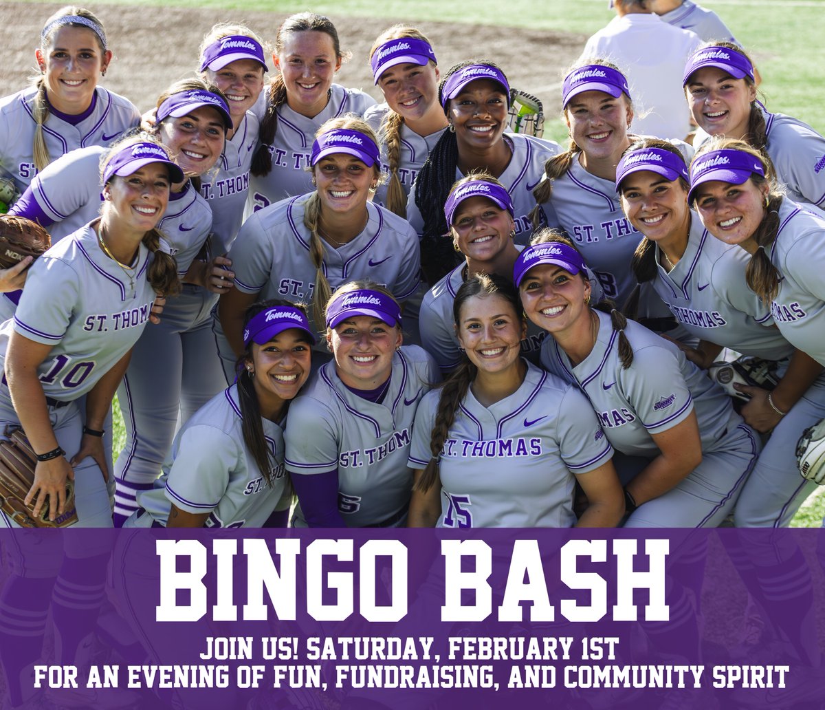 We've got a can't-miss event for all Tommie fans, families, and alumni!

Register NOW: tommiesports.evenue.net/events/SBSOC

Help support Tommie Softball and have a ball at our inaugural Bingo Bash!

#RollToms