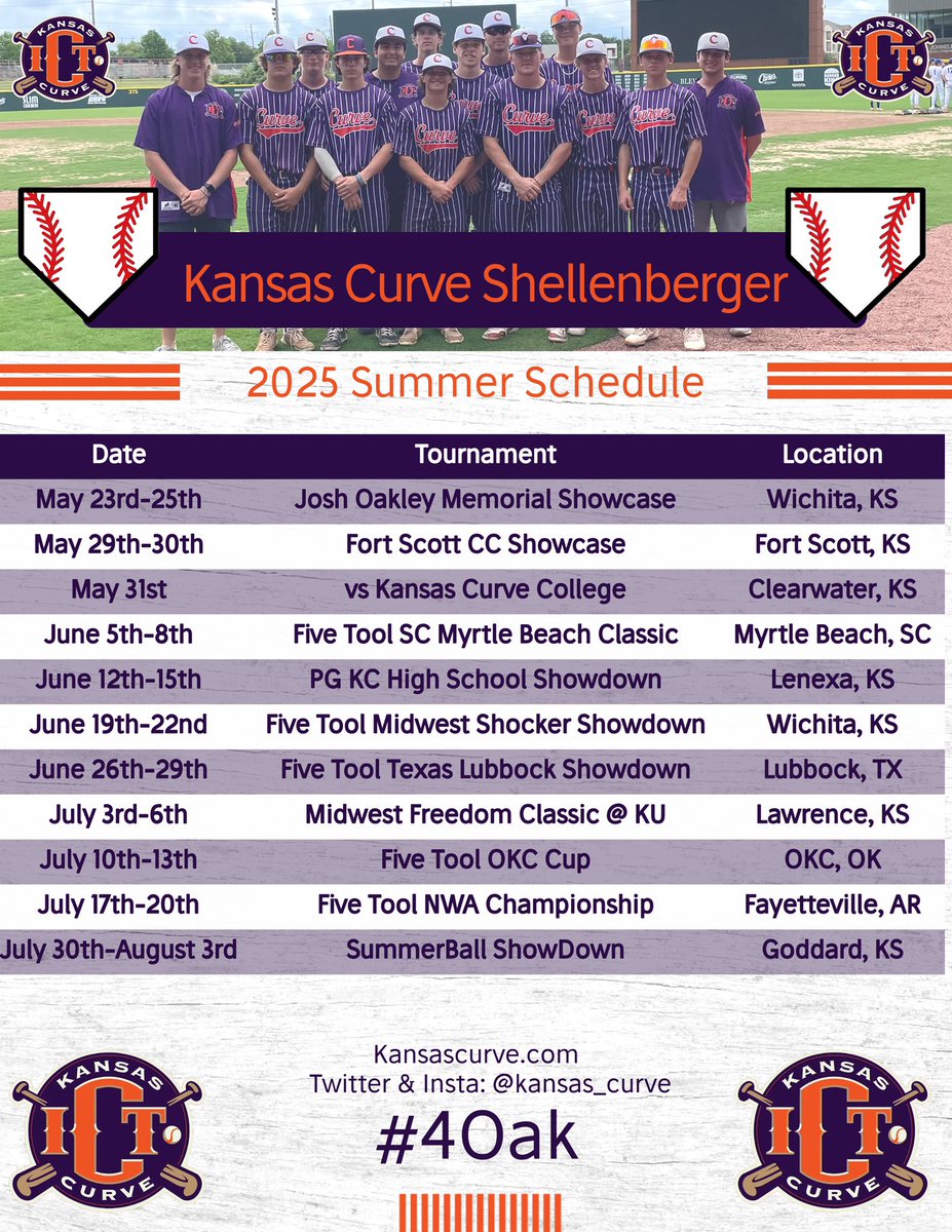 ⚾️Kansas Curve 18u Shellenberger 2025 summer schedule⚾️