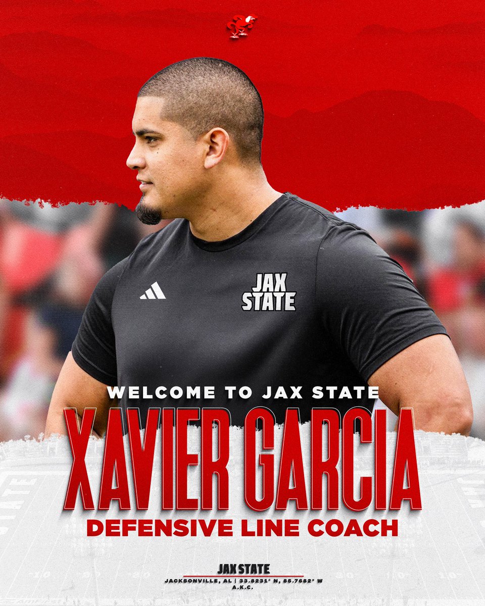 Welcome to Jax State, Defensive Line Coach, Xavier Garcia ‼️

📰 &gt;&gt;&gt;&gt; jaxstatesports.com/news/2025/1/8/…