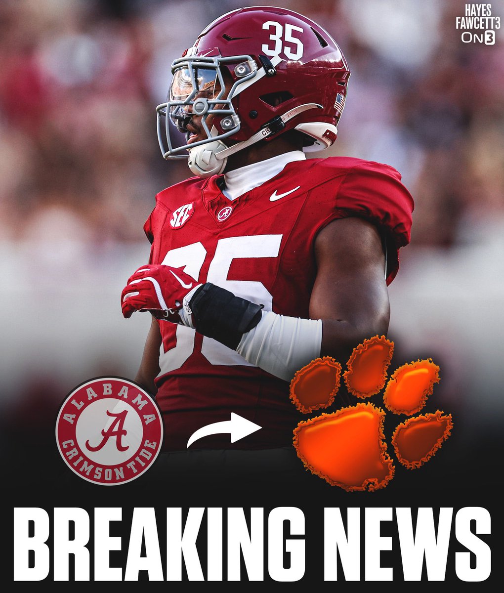 BREAKING: Alabama transfer LB/EDGE Jeremiah Alexander has Committed to Clemson, he tells <a href="/on3sports/">On3</a>

He was ranked as a 5-Star Recruit in the ‘22 Class (On3 Industry)

2 years of eligibility remaining 

on3.com/transfer-porta…