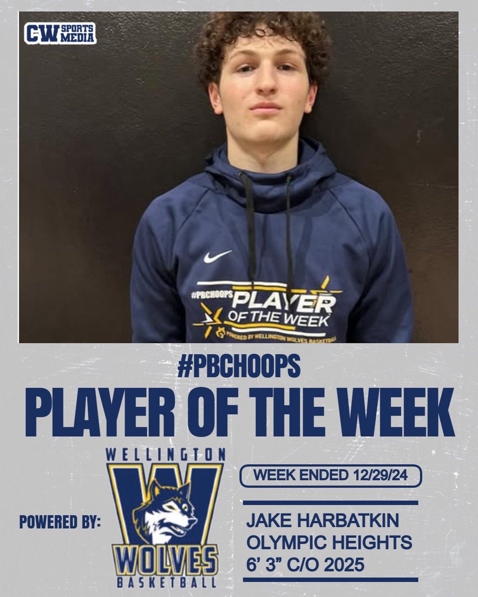PBCBBallForum's tweet image. #PBCHOOPS BOYS Player of the Week Ended 12/29/24 - Jake Harbatkin @Jake_harbatkin1 @CoachAddi_ 

Powered by The Wellington Wolves #PBCHOOPSPOTW @wellywolves

🔗 pbchoops.com/post/pbchoops-…
