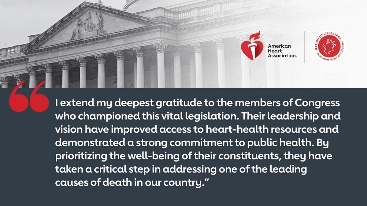 AmHeartAdvocacy's tweet photo. “The HEARTS Act is a shining example of what can be accomplished when dedicated volunteers and elected officials work together toward a common goal.”

Nikki Smith, executive director of @AHA_Arkansas shares how this landmark legislation will improve the chain of survival and save lives from cardiac arrest nationwide. ➡️ https://t.co/83NBKvk9vW #NationofLifesavers #CPRSavesLives #AccesstoAEDs