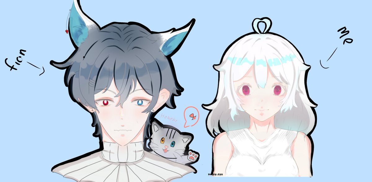 Pen bikin  2 karakter tapi mager bikin yg full pose jadi bikin gaya poto KTP aja hehe <a href="/ifionn28/">Fionn 🐾</a>