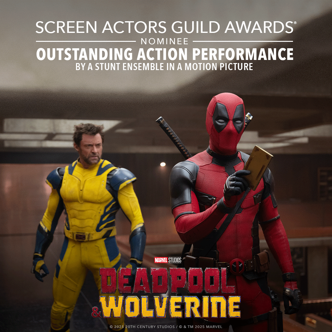 #DeadpoolAndWolverine has been nominated for Outstanding Action Performance by a Stunt Ensemble in a Motion Picture at the 2025 @SAGAwards! #SAGAwards