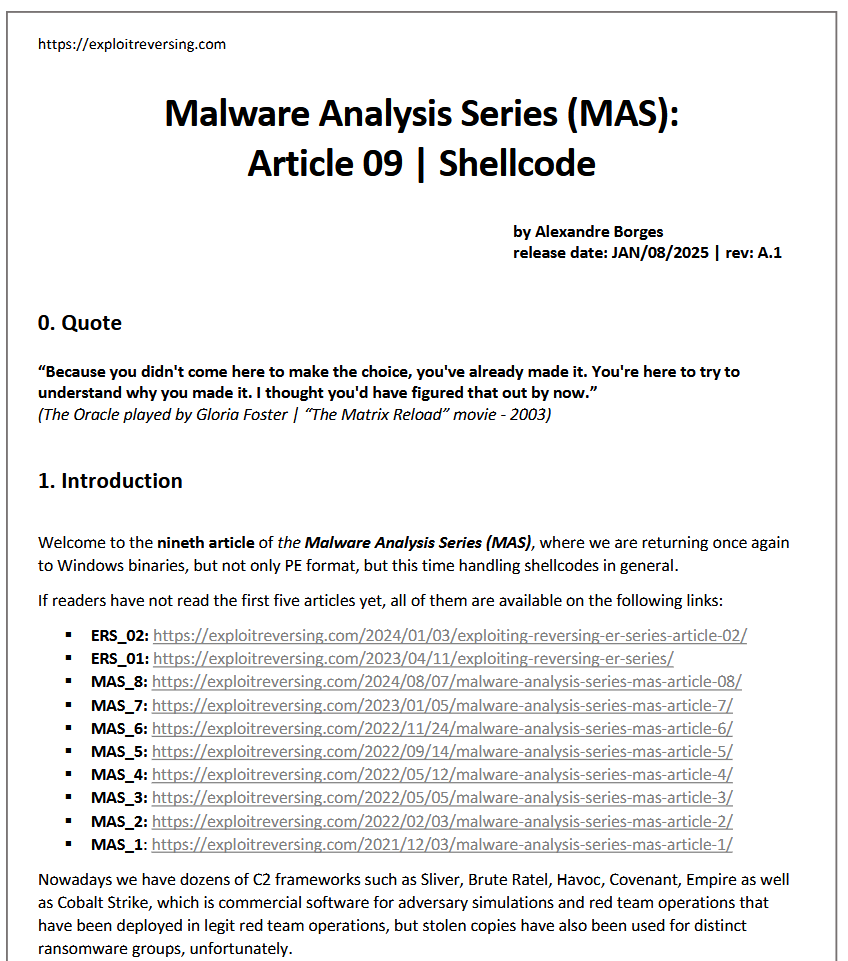Alexandre Borges (@ale_sp_brazil) on Twitter photo The nineth article (38 pages) of the Malware Analysis Series (MAS) is available on:
exploitreversing.com/2025/01/08/mal…
I would like to thank Ilfak Guilfanov <a href="/ilfak/">Ilfak Guilfanov</a> and <a href="/HexRaysSA/">Hex-Rays SA</a> for their constant and uninterrupted support, which have helped me write these articles.
Even though I The nineth article (38 pages) of the Malware Analysis Series (MAS) is available on:
exploitreversing.com/2025/01/08/mal…
I would like to thank Ilfak Guilfanov <a href="/ilfak/">Ilfak Guilfanov</a> and <a href="/HexRaysSA/">Hex-Rays SA</a> for their constant and uninterrupted support, which have helped me write these articles.
Even though I