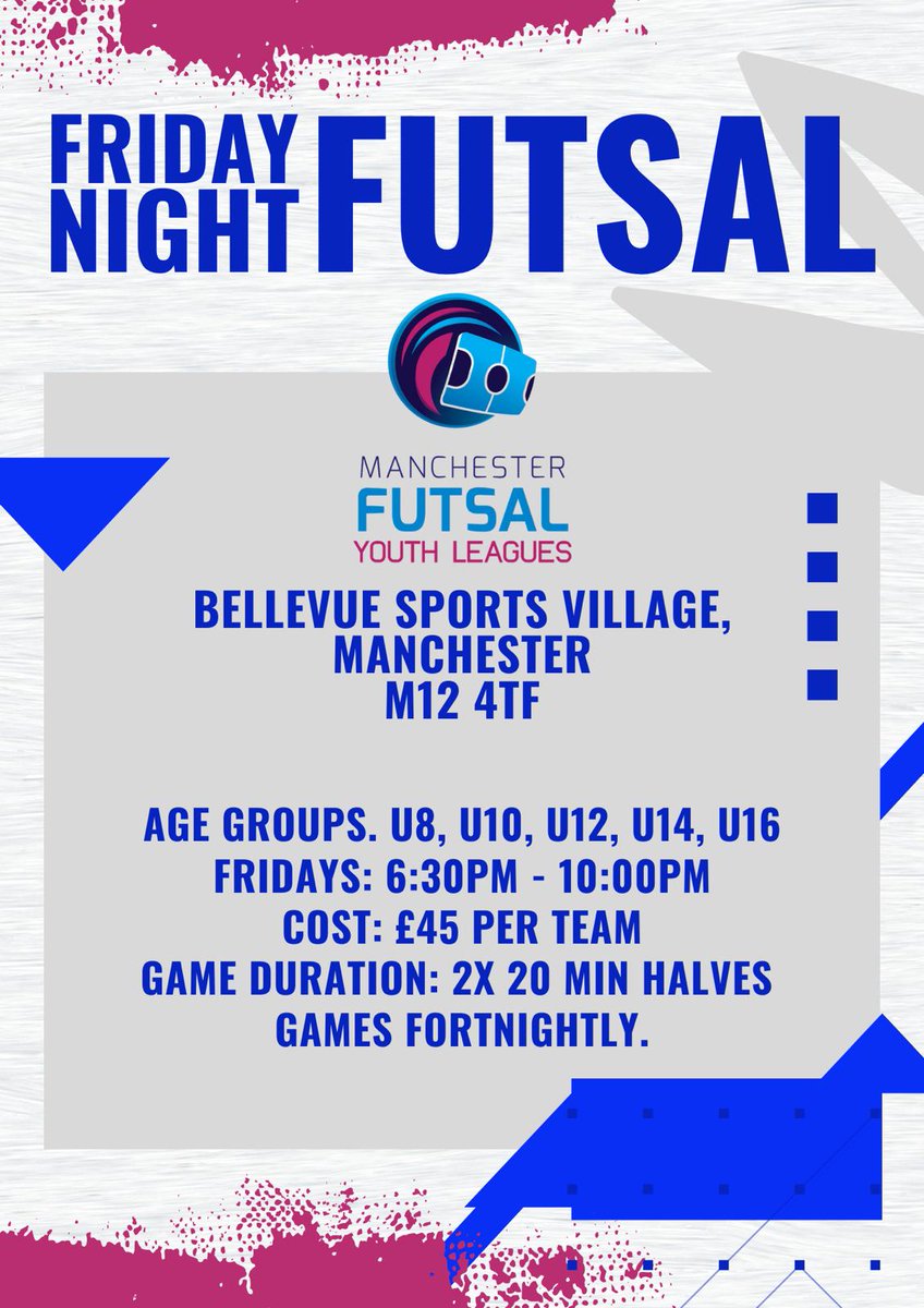 Friday night youth futsal is back for 2025! Our next league cycle is almost ready right start! 

If you want to get your grassroots team registered you need to enquire now! 
 manchesterfutsalleague.com/leagues.html?f…
