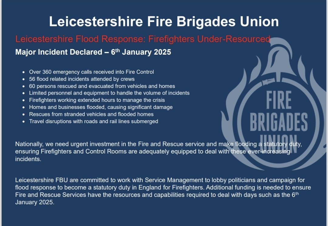 Leicestershire FBU (@leicsfbu) on Twitter photo A response on the Major Incident for <a href="/LeicsFireRescue/">Leicestershire Fire and Rescue Service</a> from Brigade Secretary Harry Brant on behalf of the Brigade Committee. A response on the Major Incident for <a href="/LeicsFireRescue/">Leicestershire Fire and Rescue Service</a> from Brigade Secretary Harry Brant on behalf of the Brigade Committee.