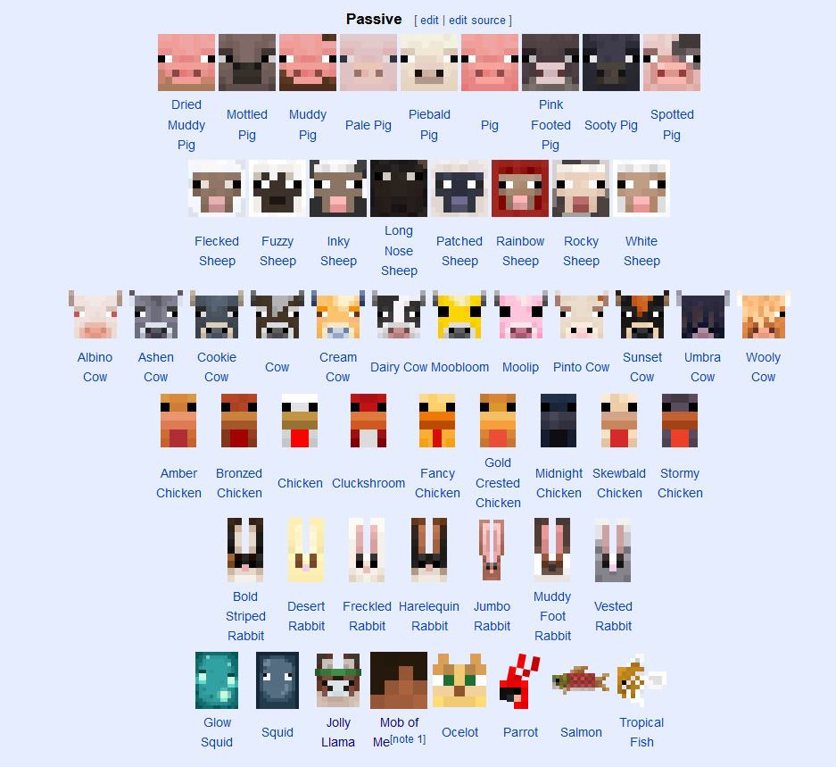 E7Lycan's tweet photo. @Minecraft having more variation is good but the mce ones would also be a good addition to have in vanilla since they are no longer used. https://t.co/o7LyXpysl3