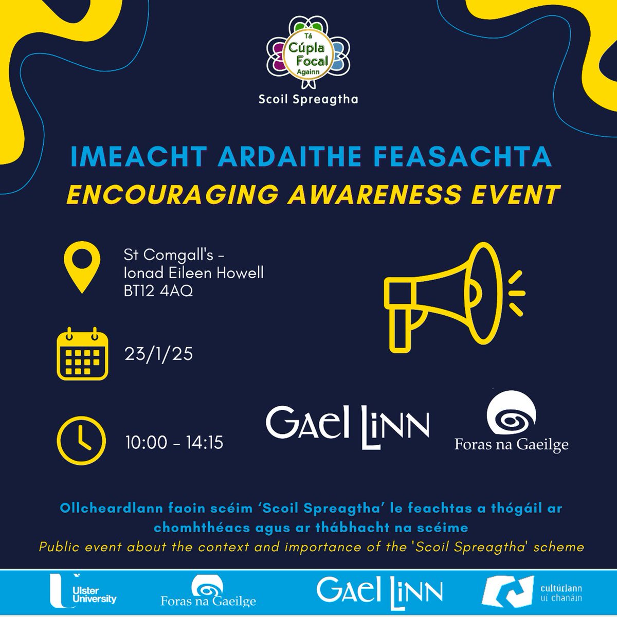 Gael Linn (@gaellinn) on Twitter photo Míle buíochas le <a href="/bbcgaeilge/">BBC GAEILGE</a> as deis a thabhairt dúinn labhairt faoin obair atá ar bun againn le Scoil Spreagtha
Éistigí siar leis anseo: bbc.co.uk/sounds/play/m0…
Bígí linn 23/1/25 don Imeacht Ardaithe Feasachta - forms.gle/SyspH4Kt7Pbd3D… Míle buíochas le <a href="/bbcgaeilge/">BBC GAEILGE</a> as deis a thabhairt dúinn labhairt faoin obair atá ar bun againn le Scoil Spreagtha
Éistigí siar leis anseo: bbc.co.uk/sounds/play/m0…
Bígí linn 23/1/25 don Imeacht Ardaithe Feasachta - forms.gle/SyspH4Kt7Pbd3D…