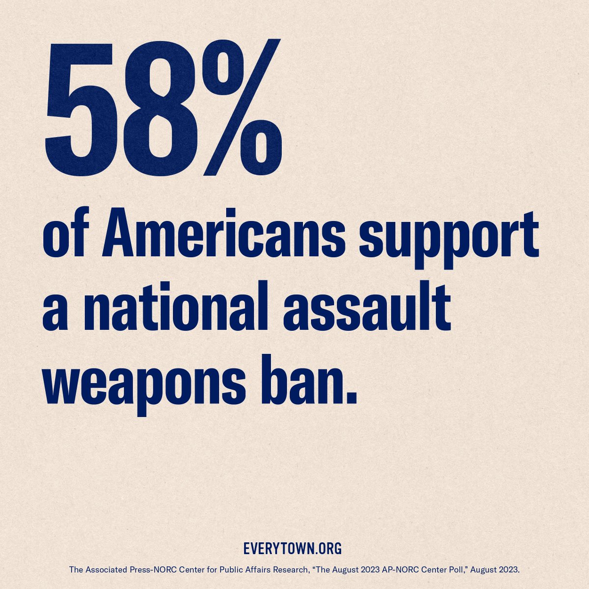 While the federal ban on assault weapons was in effect from 1994-2004, mass shooting deaths were 70% less likely to occur. 

More than half of Americans support this life-saving policy. Remind your lawmakers that gun safety isn’t—and shouldn’t be—controversial: