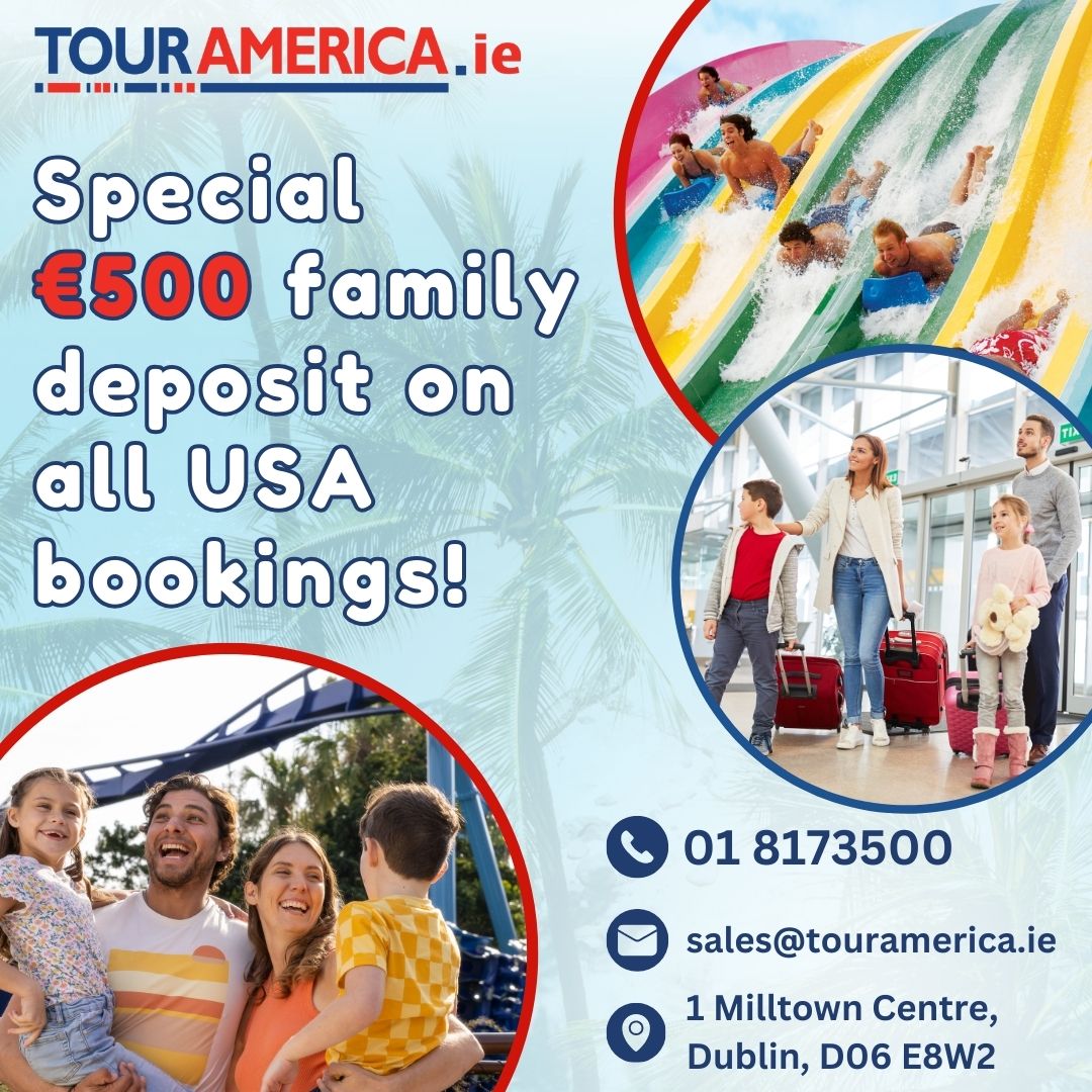 🌟 Family Holidays Made Easy! 🌟

Planning your dream family getaway to the USA? ✈️

Book now with our family deposit of just €500 and secure your holiday stress-free! 🌞

📞01 9059008
📧holidays@thetravelsuite.ie

T&amp;Cs Apply.
