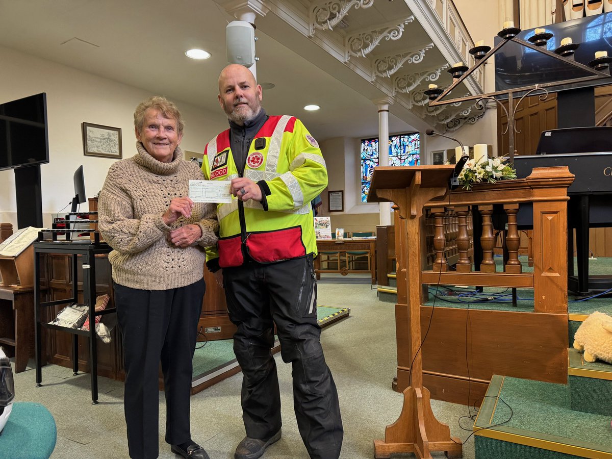Our thanks go out to St Columbias United Reformed Church in North Shields, who run a group called Here And Now Doing Something or HANDS for short, after they raised £500 at a coffee morning for our charity. 

Photo of Margaret Hooper presenting a cheque to our volunteer Chad.