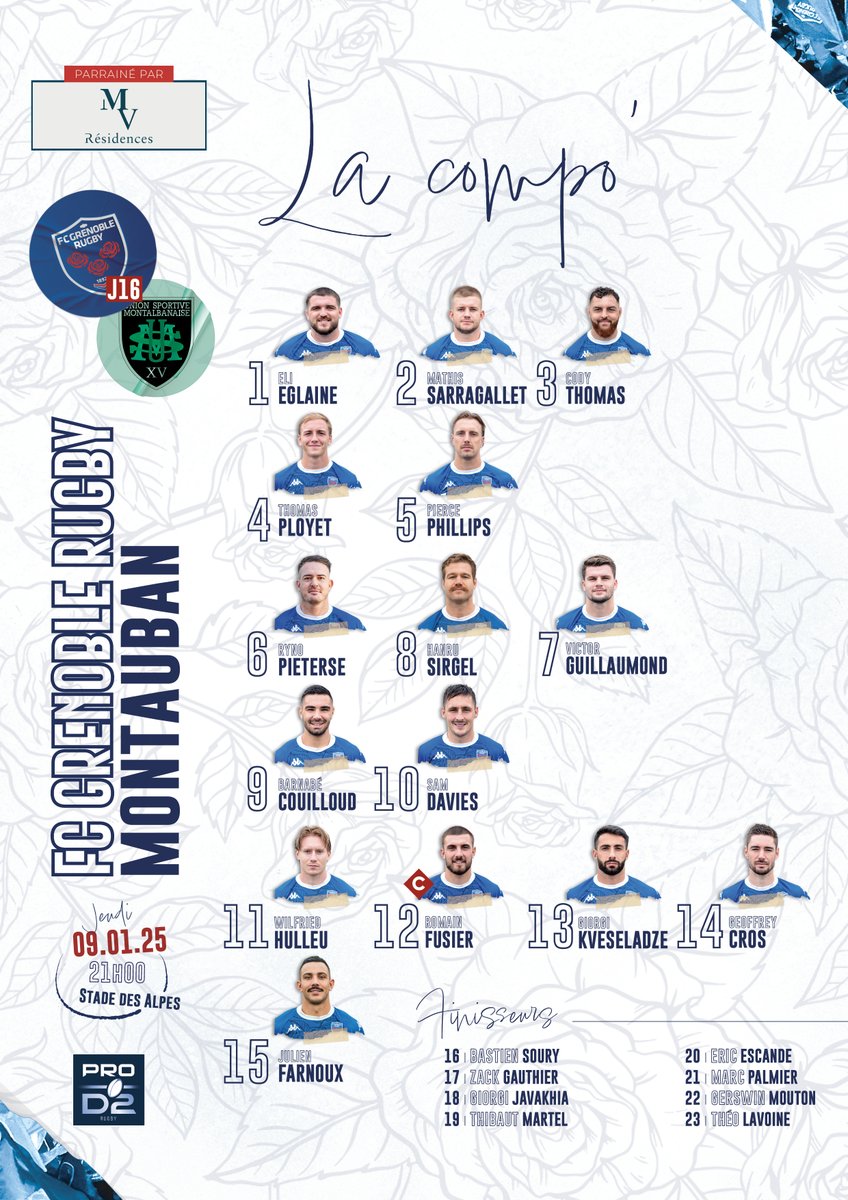 Découvrez la compo' des Rouge &amp; Bleu pour le premier match de 2025 ! ✨

#FCGUSM #AllezFCG 🔴🔵