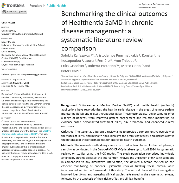 📢 Exciting News! Our paper on Benchmarking clinical outcomes of #Healthentia SaMD in chronic disease management is published! 🚀