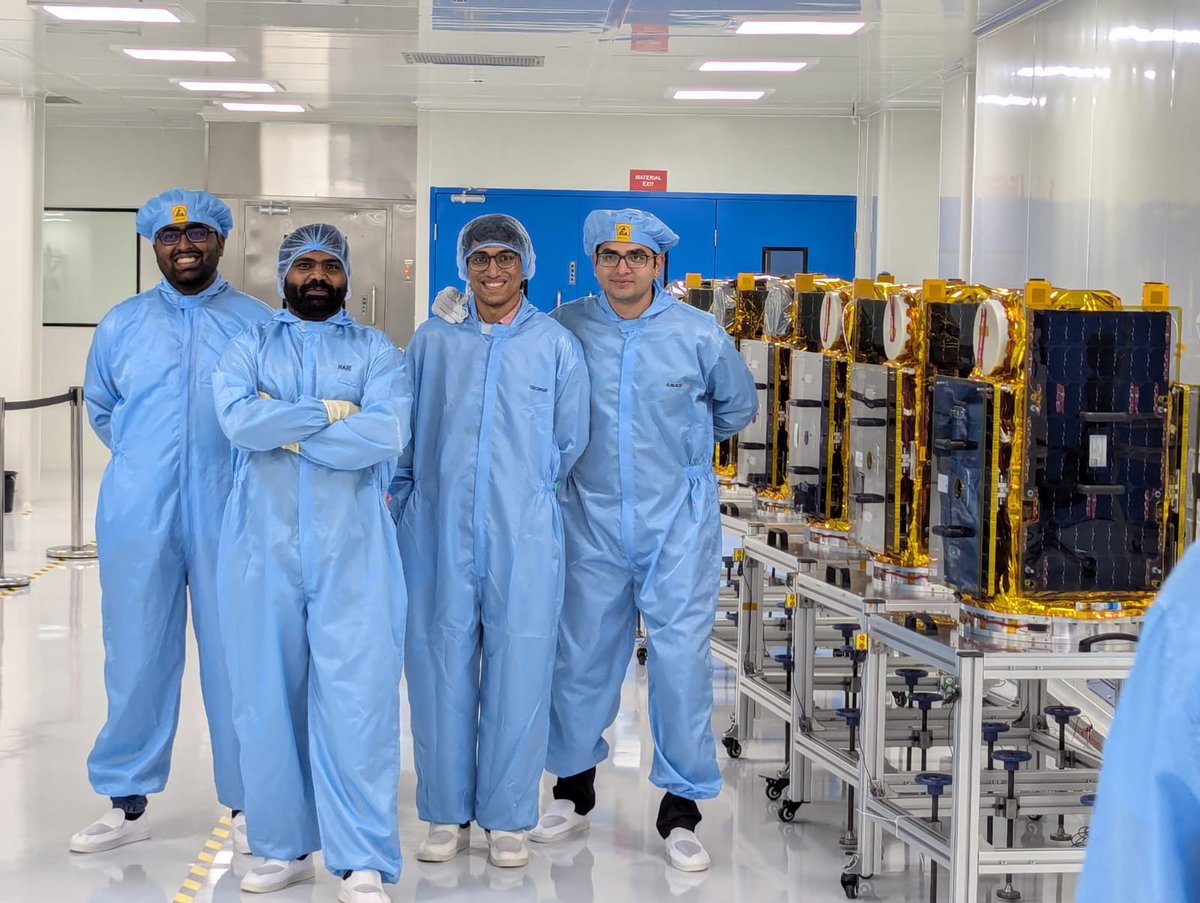 PineInTheFjord's tweet photo. I finally get to post pictures of what I've been working on at @PixxelSpace! This is the last time all 6 Firefly sats would be in the same frame together—3 of them were shipped out to the launch site two days later!

1. The Systems Engineering Team, with an @awaisahmedna cameo. https://t.co/PFcEquIek9
