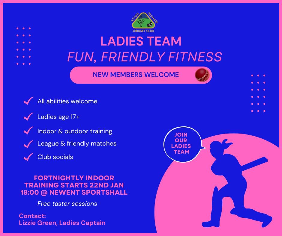Ever fancied playing ladies cricket, used to play &amp; want to get back in to it?  Want to try something new in 2025 or have a New Year's Resolution we can help with?

Whether never played before or hit centuries in the past, we're on the look out for new members to join us 😊🏏