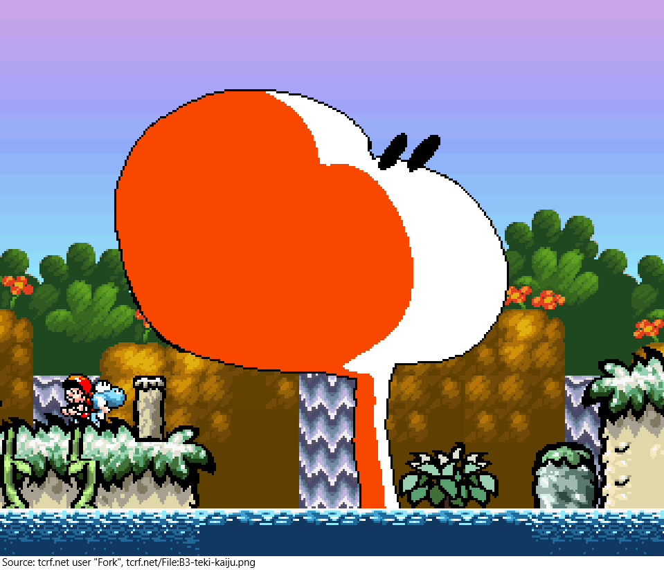 Development files for Yoshi's Island contain a simplistic giant