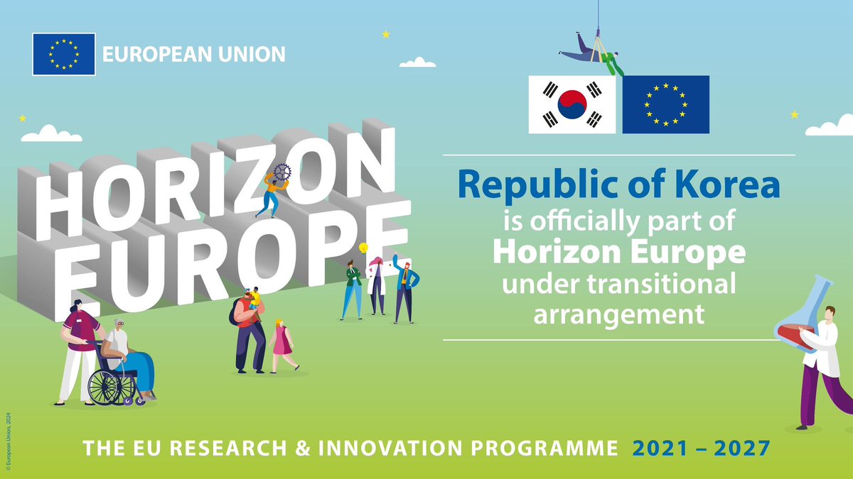 The transitional arrangement for the Republic of Korea, the 1st country from Asia to join #HorizonEU, allows Korean researchers to participate in the programme as of 1 January 2025. This will unlock potential for collaborative research and help tackle together global challenges.